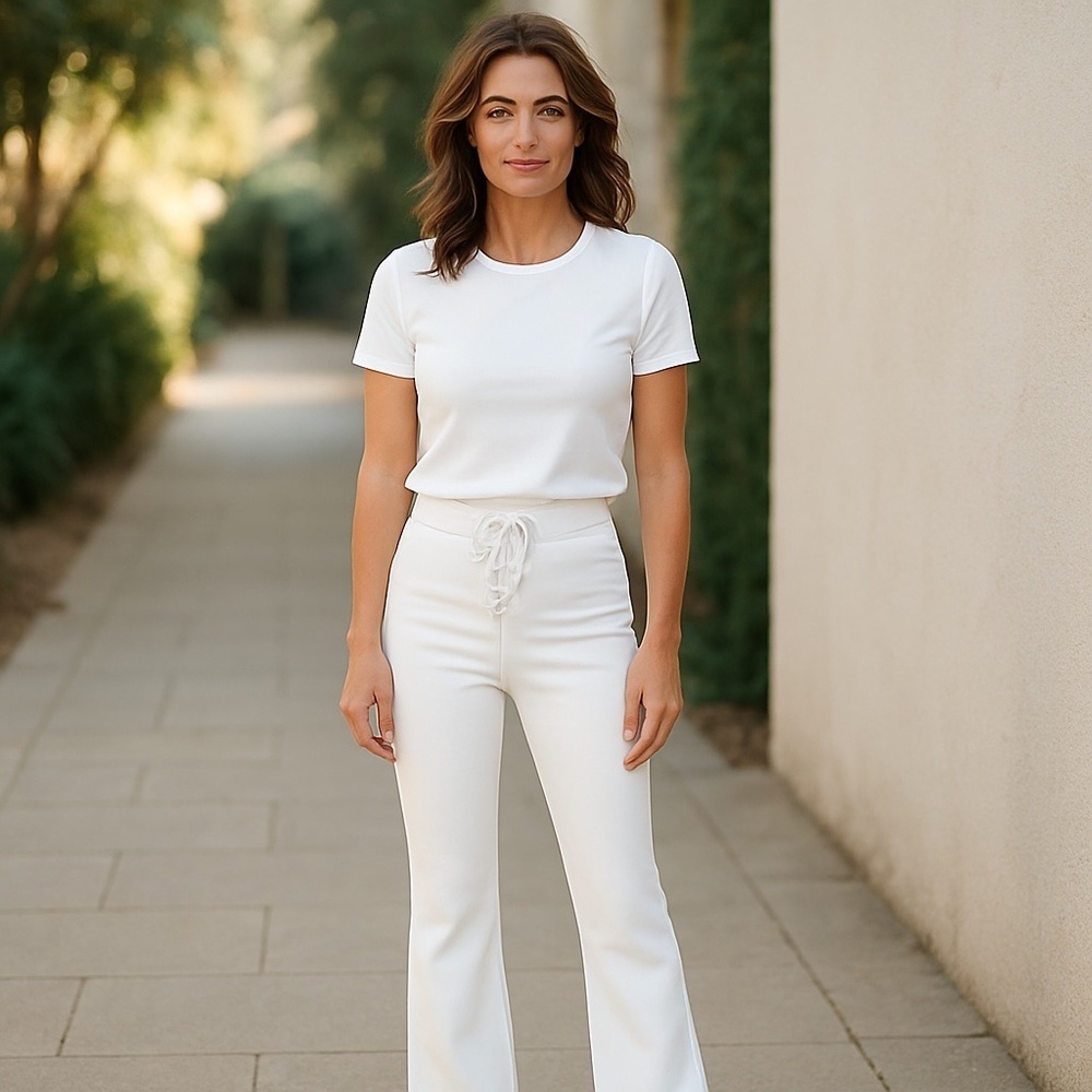 MICHI White Lace-Up Track Pants Small - Picture 2 of 5
